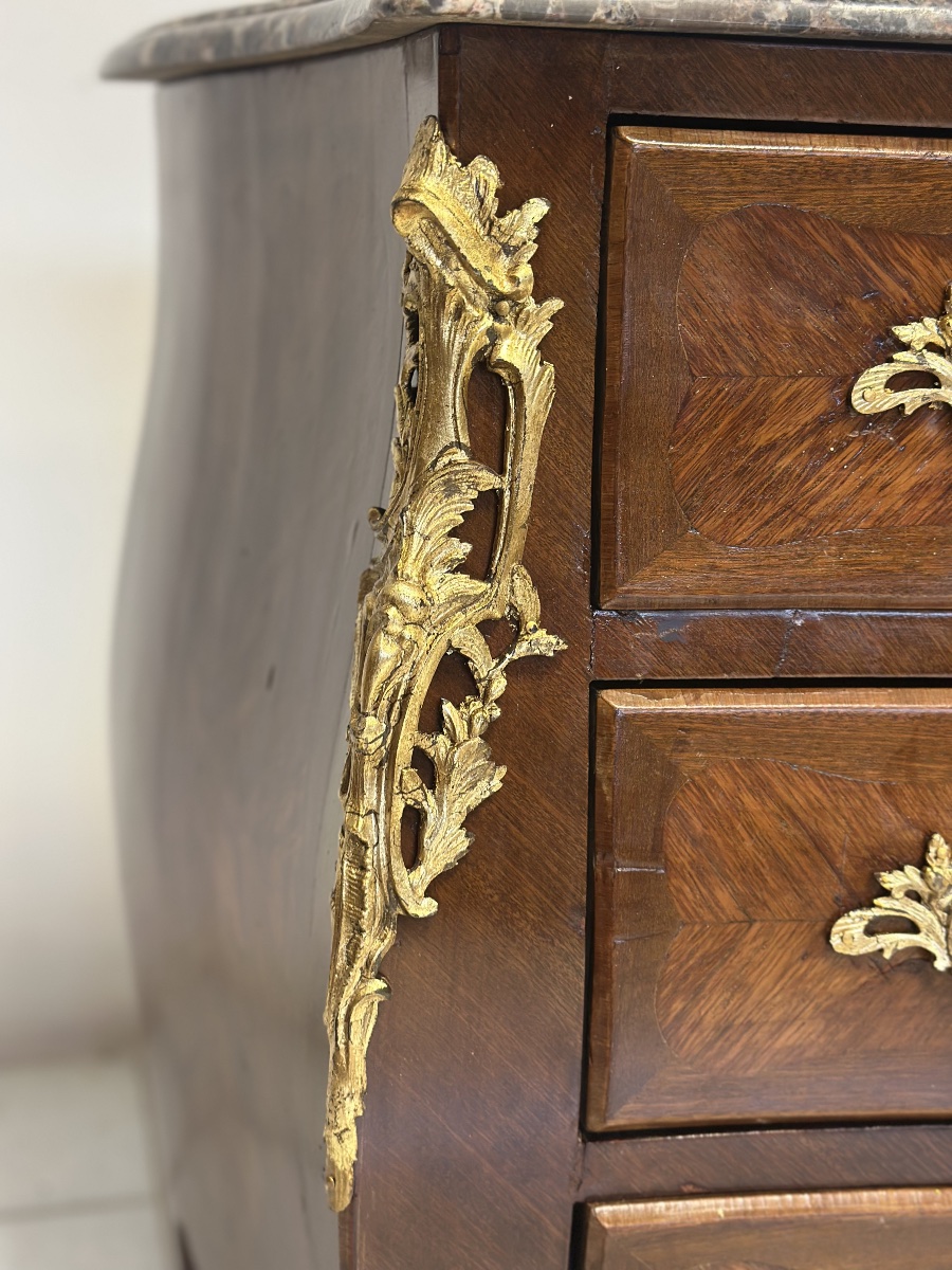 Cassettone a forma bombata bois de rosa ebano viola XIX secolo Napoleone III (restaurato)-photo-3