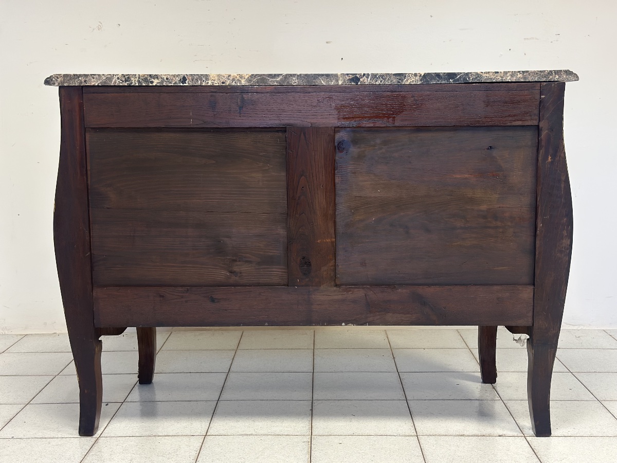 Cassettone a forma bombata bois de rosa ebano viola XIX secolo Napoleone III (restaurato)-photo-4