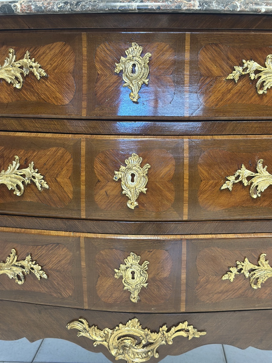 Cassettone a forma bombata bois de rosa ebano viola XIX secolo Napoleone III (restaurato)-photo-6
