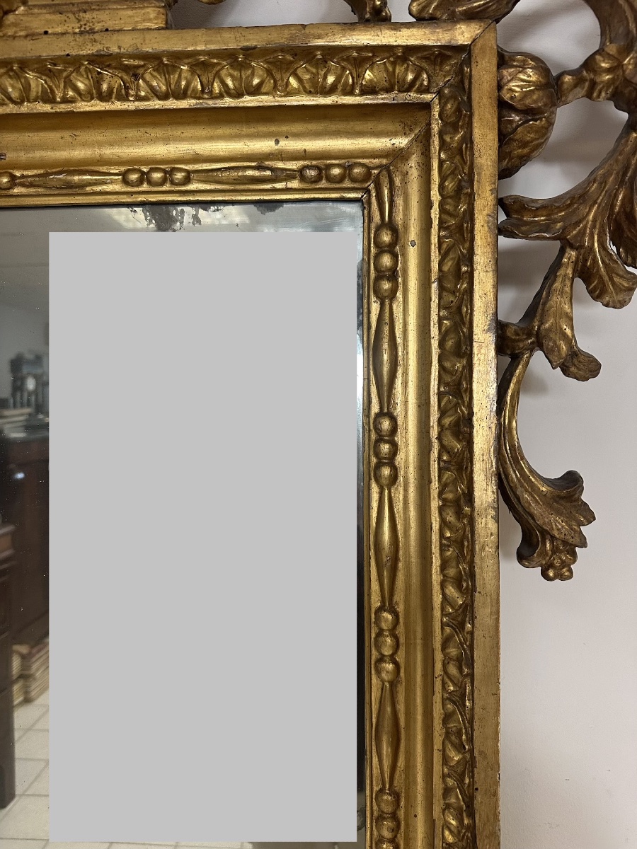 Specchiera Luigi XV in legno intagliato e dorato . Vetro al mercurio Lombardia inizio XVIII sec-photo-1