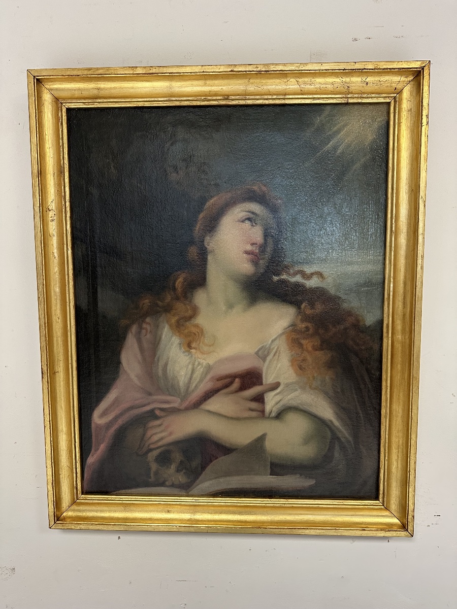 TIZIANO VECELIO (maniera di) Pieve di Cadore 1488-90 Venezia 1576 Maddalena Penitente Olio su t-photo-2