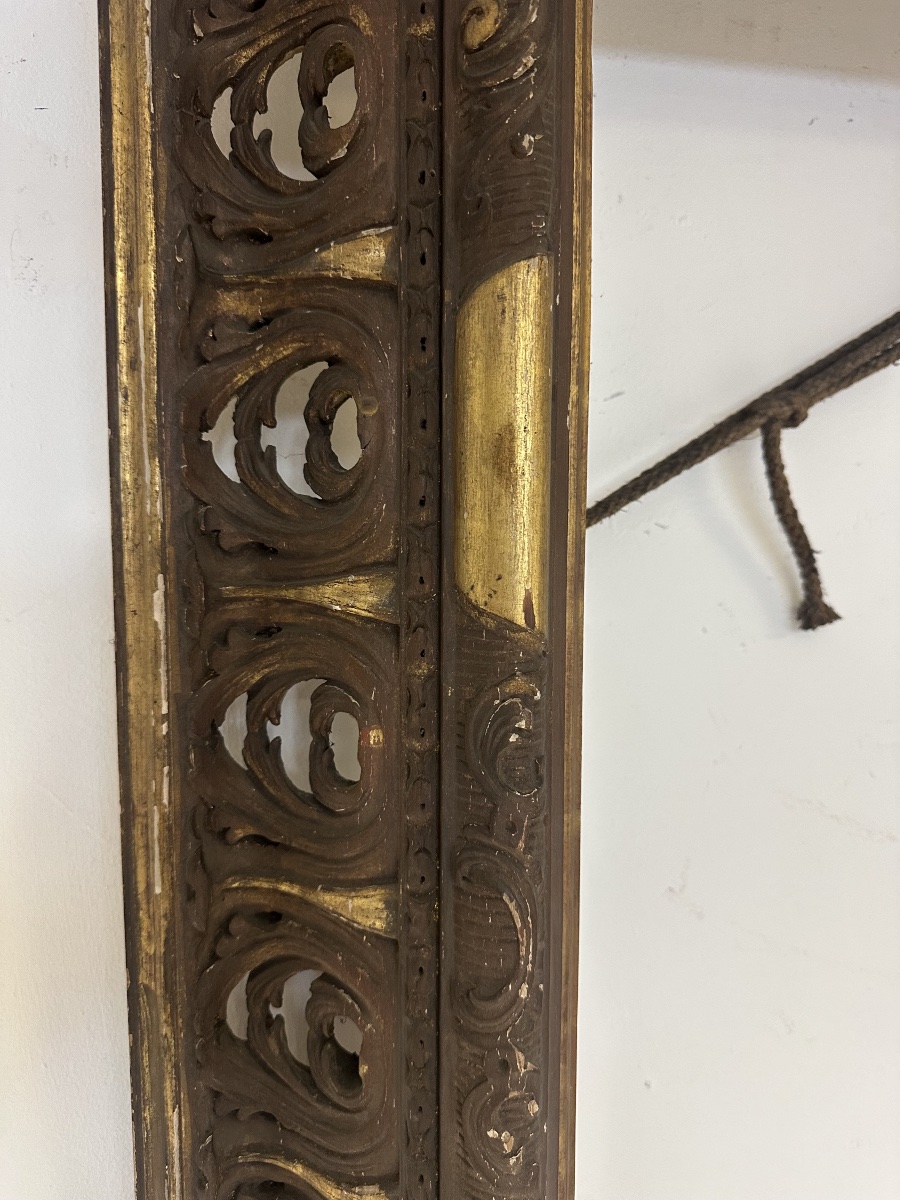 Cornice in legno traforato dorato ebanizzato. Lombardia prima metà 800. 108 x 92-photo-2