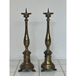 Coppia di candelieri impero . XIX secolo