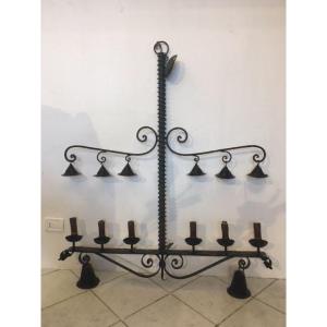 Lampadario in ferro battuto XIX SECOLO