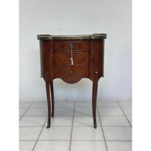 Tavolino Ovale Francese con Cassetti, del 1800 Riccamente intarsiato ( restaurato )