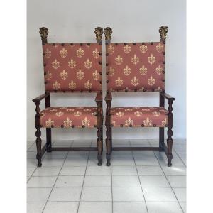 Coppia di seggioloni da parata . Roma 700. Restauro eseguito