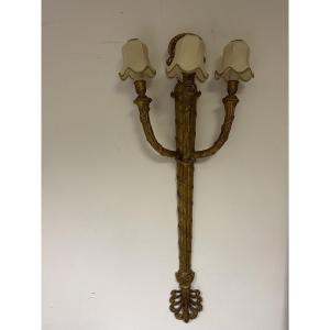 Grande applique Luigi XVI in legno intagliato e dorato