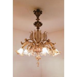 Lampadario in vetro di Murano. Barovier & Toso Primi XX secolo. 166 x 124.