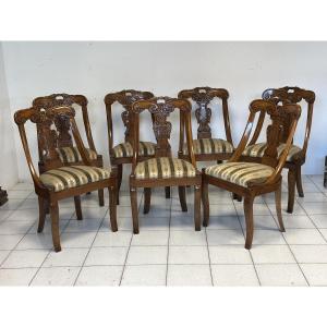 Gruppo di sette sedie a gondola Carlo X lombarde. Primo 800