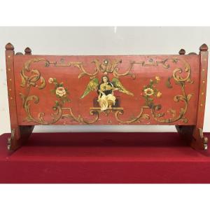 Culla tirolese in legno laccato dipinto epoca 800.
