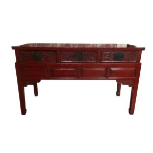 Chinese Red Lacquer Console Table, 19th Century