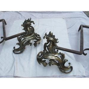 Pair Of Rococo Style Andirons 