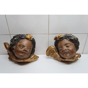 Pair Of 18th Century Polychrome Cherubs