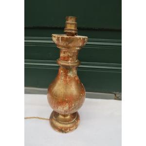 Baluster Lamp In Gilded Wood From The Late 19th Century