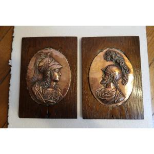 Pair Of Profiles Of Mars And Minerva 19th Century