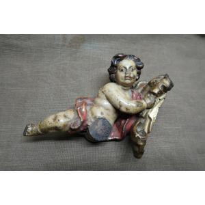 Polychrome Wooden Putto XVIII