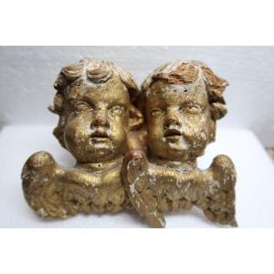 Pair Of Gilded Wooden Cherubs, 18th Century