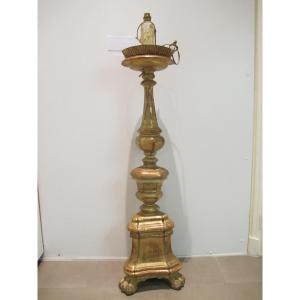 18th Century Gilded Wooden Candlestick