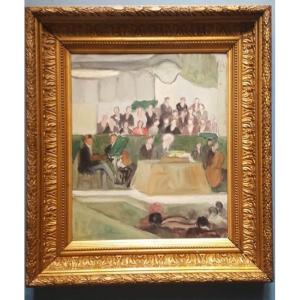 Paule Gobillard: Concert At La Salle Gaveau, Oil On Cardboard Study