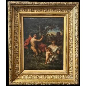 Fauns And Nymphs In The Forest By Henri Charles De Serres, Oil On Canvas