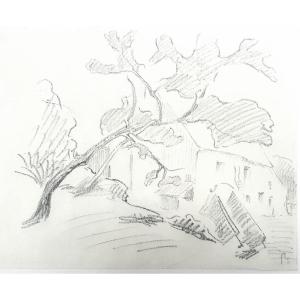 4 Drawings By Paul René Schutzenberger, Landscapes