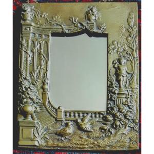 Bronze Mirror, Signed Péré, 1917