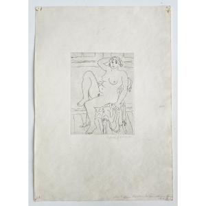 Nude, Engraving By Karl Geiser