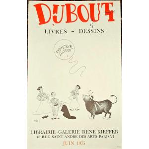 Poster By Dubout For An Exhibition At The René Kieffer Gallery Bookstore, Paris, 1975