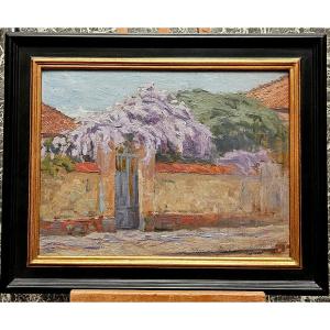 Wisteria, Oil On Cardboard, French School, 19th Century