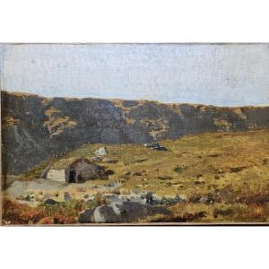 Oil On Canvas By Gustave Brion: Landscape Of The Causses