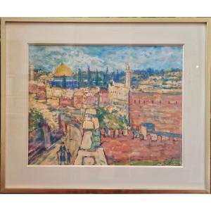 View Of Jerusalem, Watercolor By Nathan Gutman