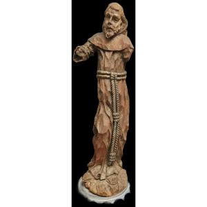 Statue Of Saint Francis, Wood, Spain 17th Century