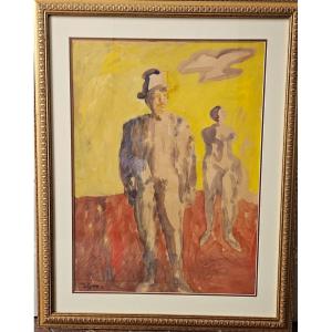 Jean Paul Belmondo By Vigny, Gouache, 4-10-1969