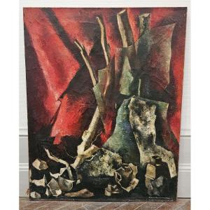 Oil On Canvas: "the Debris", By Paul Charlemagne, Circa 1950