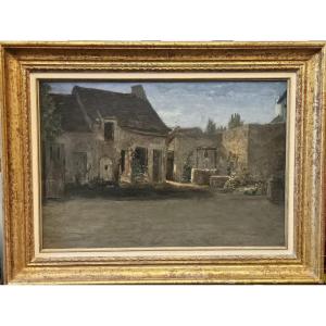 Farmyard In Ecouen (?), Oil On Wood By Paul Seignac
