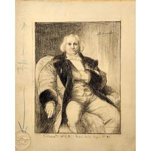 Portrait Of A Man By Alphonse Monchablon, Pencil On Bristol