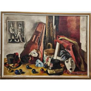 Ophicleide, Oil On Canvas By Paul Charlemagne, Exhibited At The Salon Des Indépendants In 1958.
