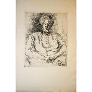 Engraving By Solange De Bièvre: Portrait Of Her Mother