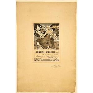 Greeting Card From Joseph Uzanne For 1906, Engraving By Poupart