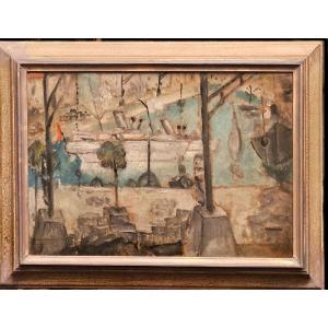 Oil On Cardboard By Robert Mortier (1878-1940)