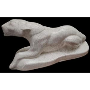 Panther By Thomas François Cartier, Crackled Ceramic