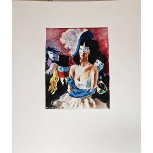 Carnival (2), Gouache By Paul Charlemagne