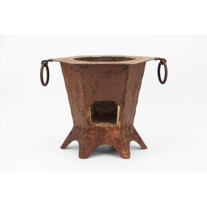 19th Century Small Wrought Iron Charcoal Barbecue, Portuguese Baroque