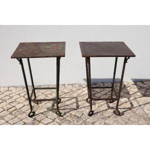 19th Century Baroque Wrought Iron Garden Tables, Portuguese - Set Of Two