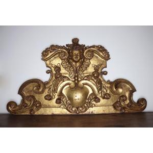 Large Portuguese Antique Wooden Cherub, Baroque Gold Leaf Angel, 18th Century, Sacred Sculpture