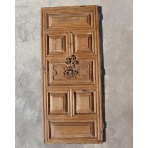 18th Century Antique Bleached Panelled Door Of A Chapel, Portuguese