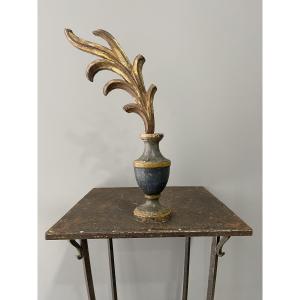 18th Century Portuguese Baroque Ornament On Wooden Vase