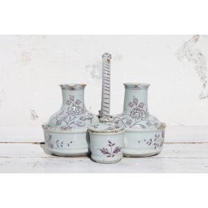 18th Century Baroque Portuguese Faience, Earthenware Cruet Set