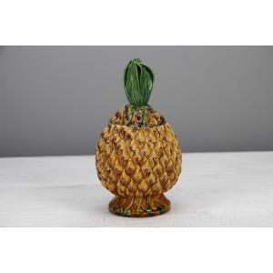 19th Century Pineapple Box, Portuguese Palissy Ware, Mafra Filho