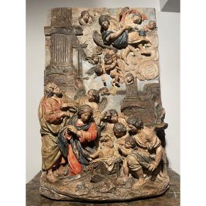 Nativity Scene, Celestial Court, 18th Century, Terracotta, Italian